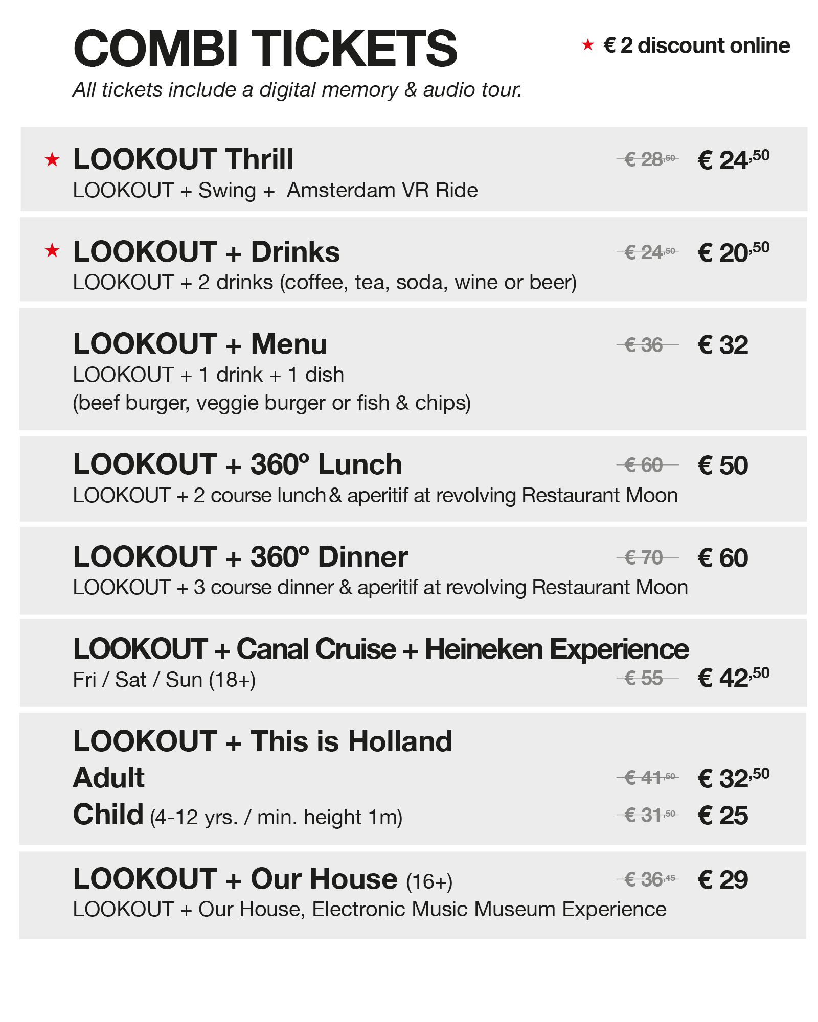 Combiticketprices A'DAM LOOKOUT