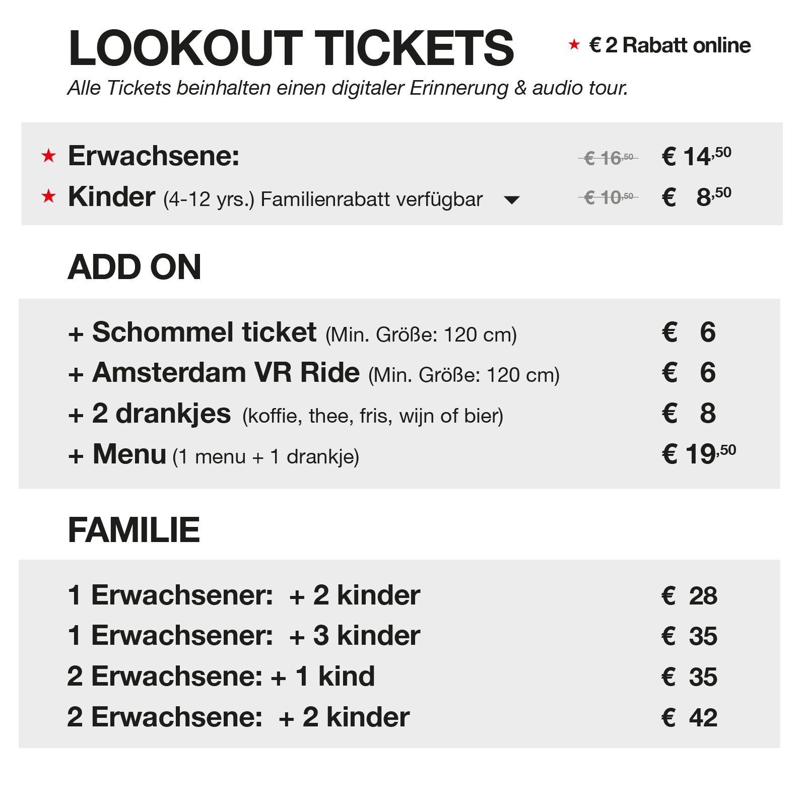 Ticketpreise A'DAM LOOKOUT