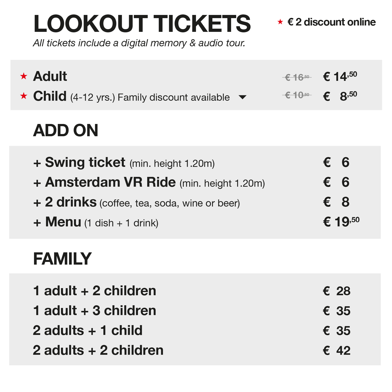 Ticketprices A'DAM LOOKOUT
